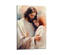 XKUGA Religion Poster Jesus And The Girl Poster Decorative Painting Canvas Wall Posters And Art Picture Print Modern Family Bedroom Decor Posters 20x30inch(50x75cm)