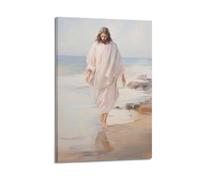 XKUGA Religion Poster Jesus on The Beach Poster Decorative Painting Canvas Wall Posters And Art Picture Print Modern Family Bedroom Decor Posters 16x24inch(40x60cm)