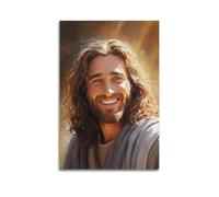 XKUGA Religion Poster Jesus Smiled with Love Poster Decorative Painting Canvas Wall Posters And Art Picture Print Modern Family Bedroom Decor Posters 20x30inch(50x75cm)
