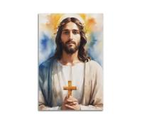 XKUGA Religion Poster The Great Jesus The Savior Poster Decorative Painting Canvas Wall Posters And Art Picture Print Modern Family Bedroom Decor Posters 20x30inch(50x75cm)