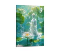XKUGA Religious Artwork Poster Buddha in The Pond Poster Decorative Painting Canvas Wall Posters And Art Picture Print Modern Family Bedroom Decor Posters 16x24inch(40x60cm)