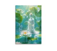XKUGA Religious Artwork Poster Buddha in The Pond Poster Decorative Painting Canvas Wall Posters And Art Picture Print Modern Family Bedroom Decor Posters 12x18inch(30x45cm)