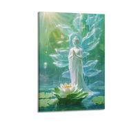 XKUGA Religious Artwork Poster The Buddha Standing in The Pond Poster Decorative Painting Canvas Wall Posters And Art Picture Print Modern Family Bedroom Decor Posters 20x30inch(50x75cm)