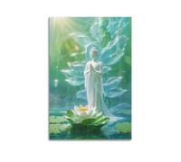 XKUGA Religious Artwork Poster The Buddha Standing in The Pond Poster Decorative Painting Canvas Wall Posters And Art Picture Print Modern Family Bedroom Decor Posters 16x24inch(40x60cm)