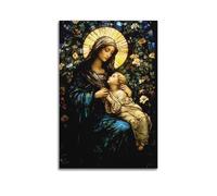 XKUGA Religious Poster The Virgin Mary Holding The Child Poster Decorative Painting Canvas Wall Posters And Art Picture Print Modern Family Bedroom Decor Posters 16x24inch(40x60cm)