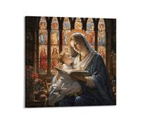 XKUGA Religious Poster The Virgin Mary Holding The Child Poster Decorative Painting Canvas Wall Posters And Art Picture Print Modern Family Bedroom Decor Posters 12x12inch(30x30cm)