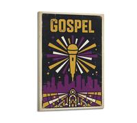 XKUGA Retro Christian Urban Gospel Skyline & Microphone Poster Modern Decorative Canvas Prints - Ideal Wall Art for Family, Man Cave, Game Room, Boys & Girls Bedroom 16x24inch(40x60cm)