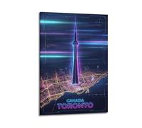 XKUGA Retro Cyber Toronto Skyline City Map Gaming Room Poster Modern Decorative Canvas Prints - Ideal Wall Art for Family, Man Cave, Game Room, Boys & Girls Bedroom 24x36inch(60x90cm)