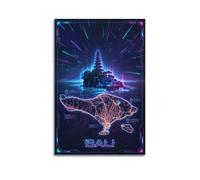 XKUGA Retro Indonesia Map Poster Travel Bali Island Modern Decorative Canvas Prints - Ideal Wall Art for Family, Man Cave, Game Room, Boys & Girls Bedroom 12x18inch(30x45cm)