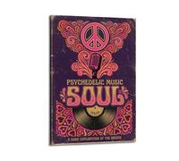 XKUGA Retro Psychedelic Music Poster 70s Hippie Aesthetic Modern Decorative Canvas Prints - Ideal Wall Art for Family, Man Cave, Game Room, Boys & Girls Bedroom 20x30inch(50x75cm)