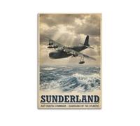 XKUGA Retro RAF Coastal Poster Sunderland Flying Boat Patrol Aviation Modern Decorative Canvas Prints - Ideal Wall Art for Family, Man Cave, Game Room, Boys & Girls Bedroom 12x18inch(30x45cm)