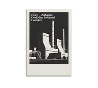 XKUGA Retro Travel Poster Essen Zollverein Coal Mine Industrial Complex Poster Decorative Painting Canvas Wall Posters And Art Picture Print Modern Family Bedroom Decor Posters 16x24inch(40x60cm)