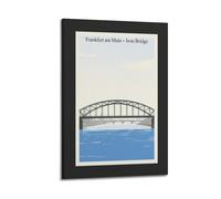 XKUGA Retro Travel Poster Frankfurt Am Main Iron Bridge Poster Decorative Painting Canvas Wall Posters And Art Picture Print Modern Family Bedroom Decor Posters 20x30inch(50x75cm)
