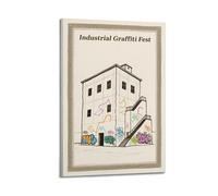 XKUGA Retro Travel Poster Germany Industrial Graffiti Fest Poster Decorative Painting Canvas Wall Posters And Art Picture Print Modern Family Bedroom Decor Posters 24x36inch(60x90cm)