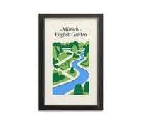 XKUGA Retro Travel Poster Germany Munich English Garden Poster Decorative Painting Canvas Wall Posters And Art Picture Print Modern Family Bedroom Decor Posters 24x36inch(60x90cm)
