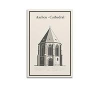 XKUGA Retro Travel Poster Gothic Architecture Aachen Cathedral Poster Decorative Painting Canvas Wall Posters And Art Picture Print Modern Family Bedroom Decor Posters 24x36inch(60x90cm)
