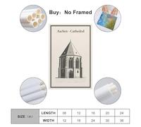 XKUGA Retro Travel Poster Gothic Architecture Aachen Cathedral Poster Decorative Painting Canvas Wall Posters And Art Picture Print Modern Family Bedroom Decor Posters 20x30inch(50x75cm)