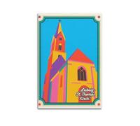 XKUGA Retro Travel Poster Leipzig St. Thomas Church Poster Decorative Painting Canvas Wall Posters And Art Picture Print Modern Family Bedroom Decor Posters 16x24inch(40x60cm)