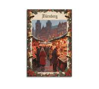 XKUGA Retro Travel Poster Nuremberg Christkindlesmarkt Poster Decorative Painting Canvas Wall Posters And Art Picture Print Modern Family Bedroom Decor Posters 24x36inch(60x90cm)