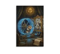 XKUGA Surreal Vintage Animal Poster Hamster Algorithm Wheel Satire Modern Decorative Canvas Prints - Ideal Wall Art for Family, Man Cave, Game Room, Boys & Girls Bedroom 16x24inch(40x60cm)