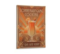 XKUGA Tequila Sunrise Citrus Cocktail Poster Bartender Vintage Guide Modern Decorative Canvas Prints - Ideal Wall Art for Family, Man Cave, Game Room, Boys & Girls Bedroom 20x30inch(50x75cm)