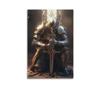 XKUGA Vintage Crusader Poster Medieval Knights Templar Illustration Poster Decorative Painting Canvas Wall Posters And Art Picture Print Modern Family Bedroom Decor Posters 12x18inch(30x45cm)