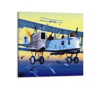 XKUGA Vintage First World War Fighter Plane Poster Gothas over London Poster Decorative Painting Canvas Wall Posters And Art Picture Print Modern Family Bedroom Decor Posters 12x12inch(30x30cm)