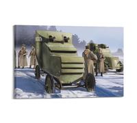 XKUGA Vintage Military Vehicle Poster Russian Armored Cars in Battle Poster Decorative Painting Canvas Wall Posters And Art Picture Print Modern Family Bedroom Decor Posters 20x30inch(50x75cm)