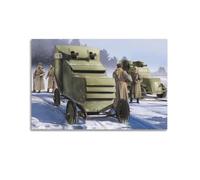 XKUGA Vintage Military Vehicle Poster Russian Armored Cars in Battle Poster Decorative Painting Canvas Wall Posters And Art Picture Print Modern Family Bedroom Decor Posters 20x30inch(50x75cm)