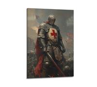 XKUGA Vintage Poster Medieval Crusaders Knights Templar Poster Decorative Painting Canvas Wall Posters And Art Picture Print Modern Family Bedroom Decor Posters 12x18inch(30x45cm)