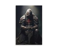 XKUGA Vintage Poster Medieval Knights Templar Crusaders Poster Decorative Painting Canvas Wall Posters And Art Picture Print Modern Family Bedroom Decor Posters 16x24inch(40x60cm)