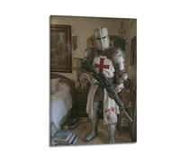 XKUGA Vintage Poster Medieval Templar Knight Armor Firearm Poster Decorative Painting Canvas Wall Posters And Art Picture Print Modern Family Bedroom Decor Posters 12x18inch(30x45cm)