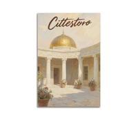 XKUGA Vintage Travel Mediterranean Golden Dome Floral Poster Poster Decorative Painting Canvas Wall Posters And Art Picture Print Modern Family Bedroom Decor Posters 12x18inch(30x45cm)