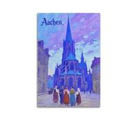 XKUGA Vintage Travel Poster Aachen Cathedral Medieval Germany Poster Decorative Painting Canvas Wall Posters And Art Picture Print Modern Family Bedroom Decor Posters 20x30inch(50x75cm)