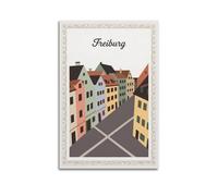 XKUGA Vintage Travel Poster German Freiburg Cityscape Poster Decorative Painting Canvas Wall Posters And Art Picture Print Modern Family Bedroom Decor Posters 12x18inch(30x45cm)