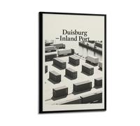 XKUGA Vintage Travel Poster Germany Duisburg Inland Port Poster Decorative Painting Canvas Wall Posters And Art Picture Print Modern Family Bedroom Decor Posters 24x36inch(60x90cm)