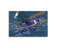 XKUGA Vintage WWI Fighter Plane Poster Hansa Brandenburg W.12 Seaplane Poster Decorative Painting Canvas Wall Posters And Art Picture Print Modern Family Bedroom Decor Posters 16x24inch(40x60cm)