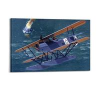 XKUGA Vintage WWI Fighter Plane Poster Hansa Brandenburg W.12 Seaplane Poster Decorative Painting Canvas Wall Posters And Art Picture Print Modern Family Bedroom Decor Posters 24x36inch(60x90cm)