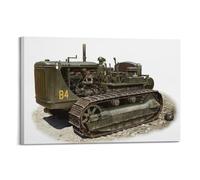 XKUGA WWII British Military Vehicle Poster D7 Armored Bulldozer Poster Decorative Painting Canvas Wall Posters And Art Picture Print Modern Family Bedroom Decor Posters 16x24inch(40x60cm)