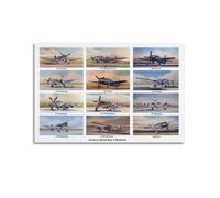 XKUGA WWII Vintage Military Aircraft Poster Airshow World War 2 Warbirds Poster Decorative Painting Canvas Wall Posters And Art Picture Print Modern Family Bedroom Decor Posters 20x30inch(50x75cm)