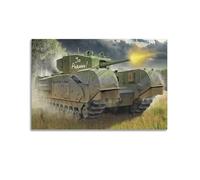 XKUGA WWII Vintage Tank Poster Soviet Infantry Tank Mk IV Churchill Poster Decorative Painting Canvas Wall Posters And Art Picture Print Modern Family Bedroom Decor Posters 16x24inch(40x60cm)