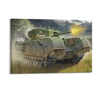 XKUGA WWII Vintage Tank Poster Soviet Infantry Tank Mk IV Churchill Poster Decorative Painting Canvas Wall Posters And Art Picture Print Modern Family Bedroom Decor Posters 24x36inch(60x90cm)