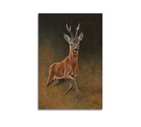XKUGA Zoology Vintage Poster Deer Illustration Poster Decorative Painting Canvas Wall Posters And Art Picture Print Modern Family Bedroom Decor Posters 12x18inch(30x45cm)