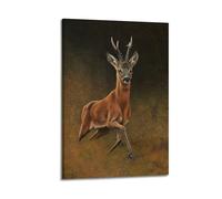XKUGA Zoology Vintage Poster Deer Illustration Poster Decorative Painting Canvas Wall Posters And Art Picture Print Modern Family Bedroom Decor Posters 24x36inch(60x90cm)