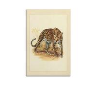 XKUGA Zoology Vintage Poster Leopard Illustration Poster Decorative Painting Canvas Wall Posters And Art Picture Print Modern Family Bedroom Decor Posters 16x24inch(40x60cm)