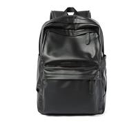 XKUN Backpack Men Pu Leather Backpacks Black School Bags For Teenagers Boys College Bookbag Laptop Backpacks Travel Bags-Black