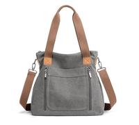 XKUN Backpack Women Fashion Canvas Travel Back Pack Large Capacity Shoulder Bag Messenger Bag-Gray