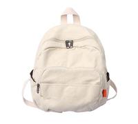 XKUN Backpack Womens Fashion Canvas Bag Solid Color Retro Small Backpack Female College School Bag For Teenage Girls Portable Handbag Rucksack-White