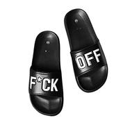 XKUN Beach slippers women Summer Men Women Slippers Indoor Home Slides Bathroom Shoes-Black(F-Ck Off),38