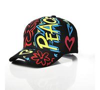 XKUN Cap children Kids Hat Sun Pointed Hat Boy Girl Fashion Kids Graffiti Baseball Cap 4-8 Years Old-Peace Black,55-58 Cm